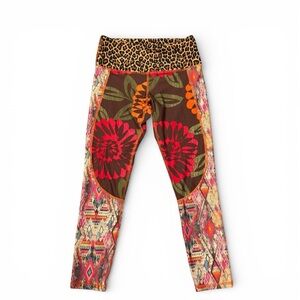 Color Blossom Leopard Floral Patchwork Leggings Boho Yoga Pants XS